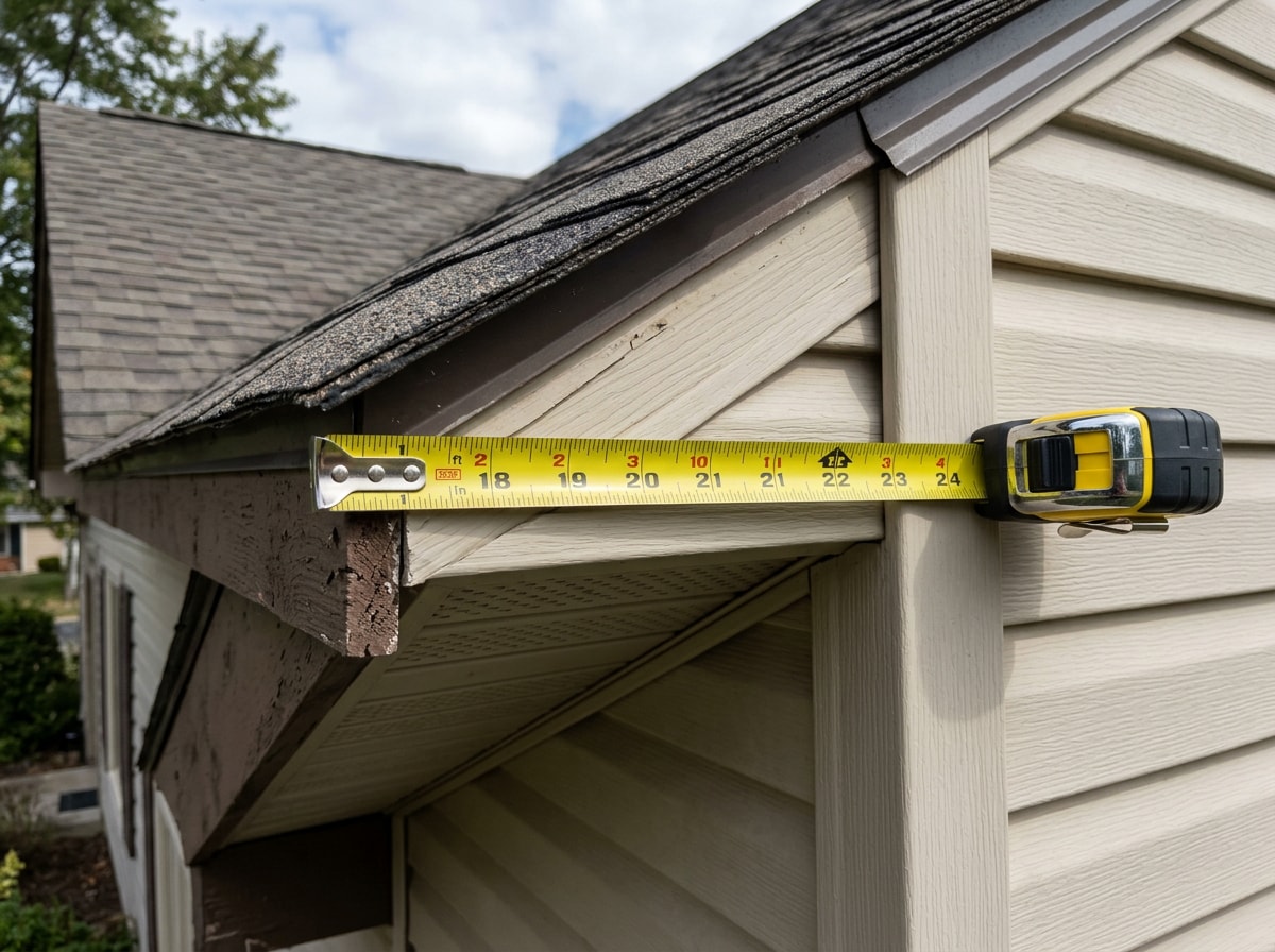 Diagram showing how to measure roof footprint length, width, and overhangs for a roofing square calculator
