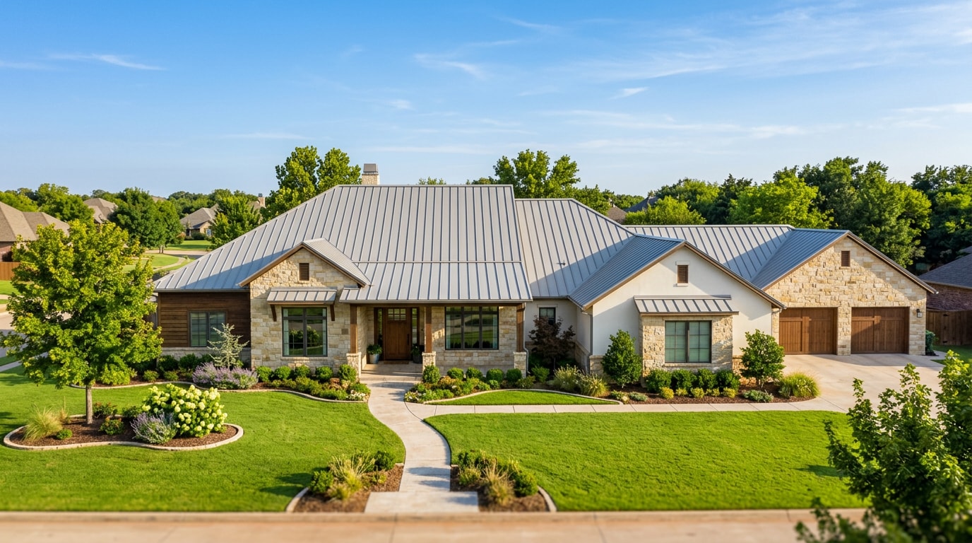 Home in Jenks, OK with a sustainable standing seam metal roof